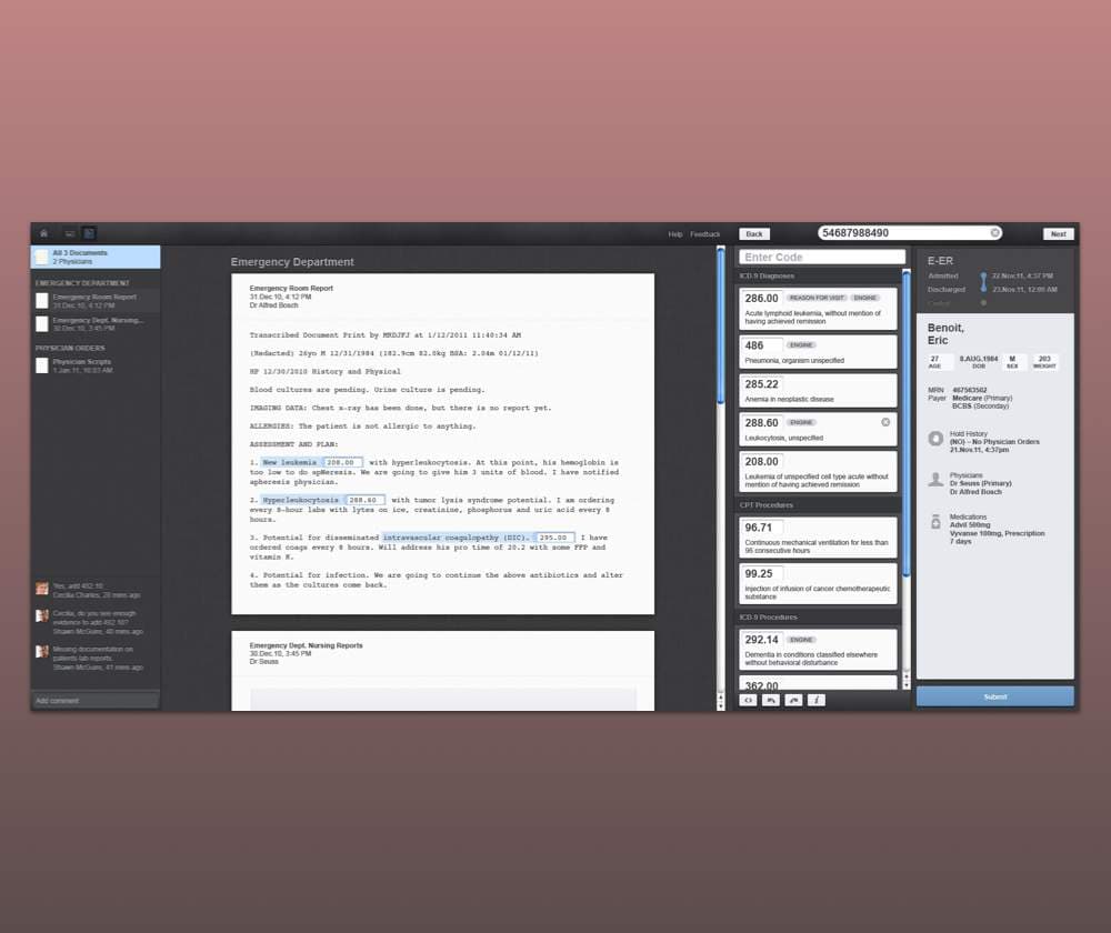 3M CodeRyte medical coding workspace